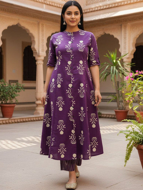 Anouk Rustic Women Ethnic Motifs Printed Regular Kurta with Trousers