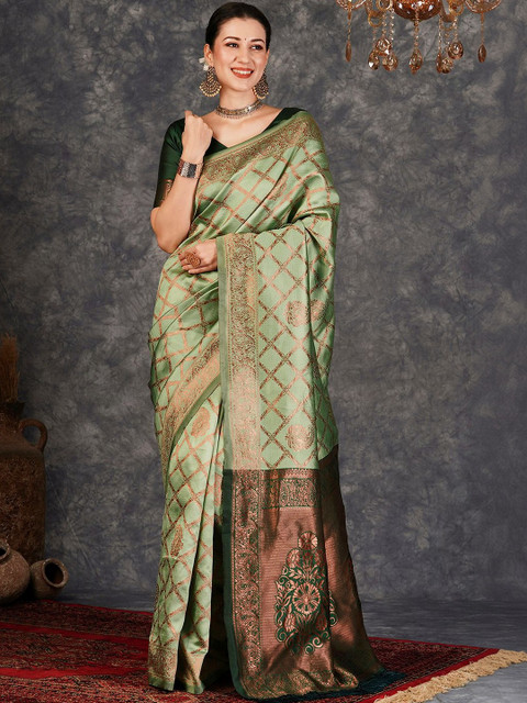 SANISA Woven Design Zari Silk Blend Saree