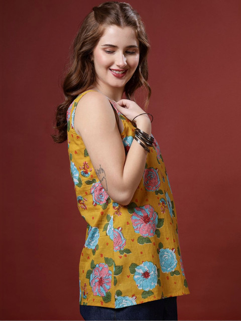 Anouk Rustic Floral Print Cotton Top - Image 2