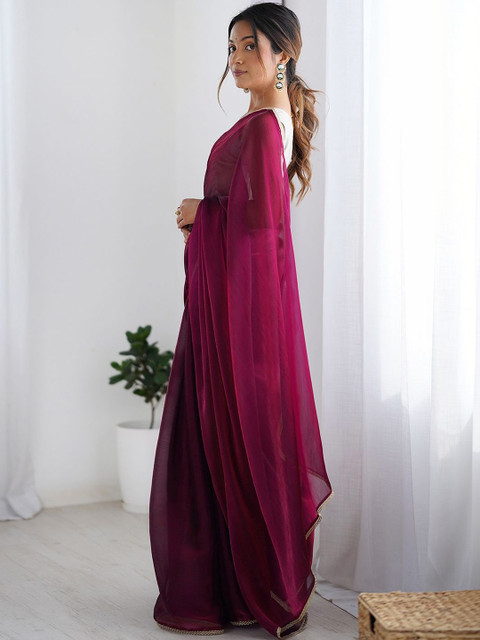 SANISA Woven Design Poly Chiffon Saree - Image 2