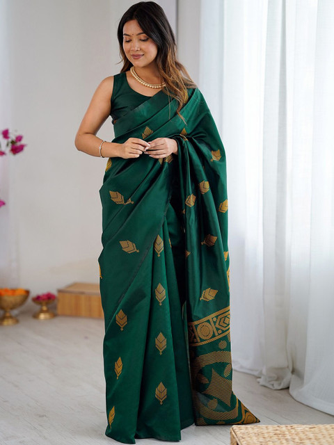 SANISA Ethnic Motifs Zari Silk Blend Handloom Saree