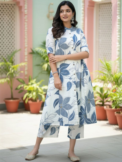 Anouk Rustic Women Floral Printed Regular Kurta with Trousers