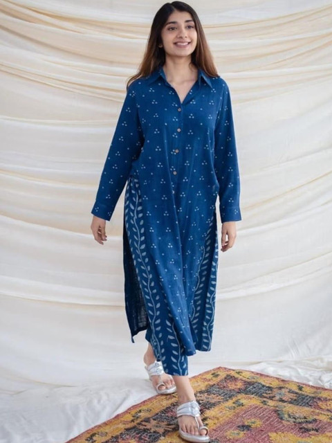 Vastranchal Women Ethnic Motifs Printed Regular Pure Cotton Kurta with Trousers