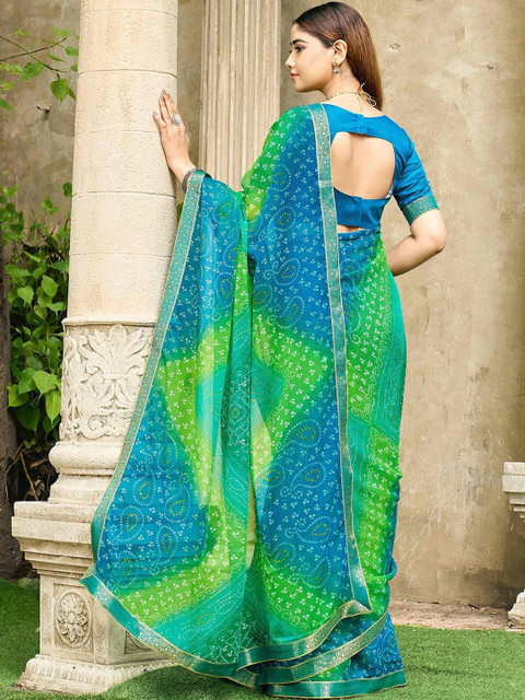 SANISA Bandhani Poly Chiffon Saree - Image 3