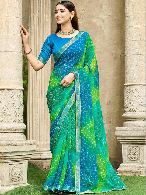 SANISA Bandhani Poly Chiffon Saree