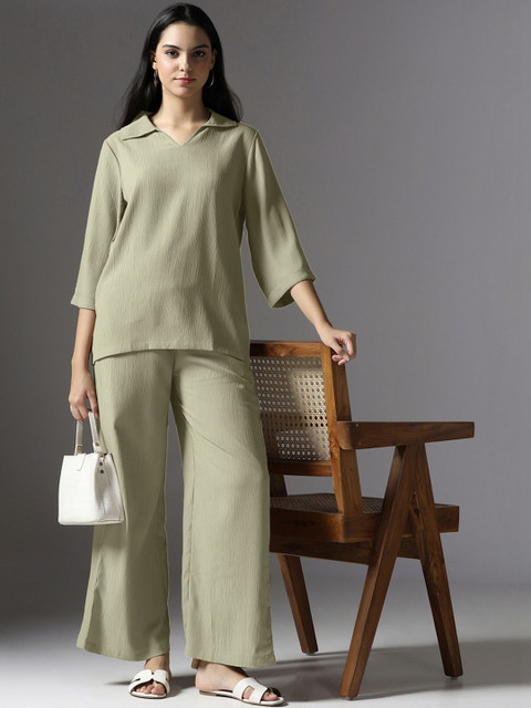 Selvia Round Neck Top With Trousers Co-Ords