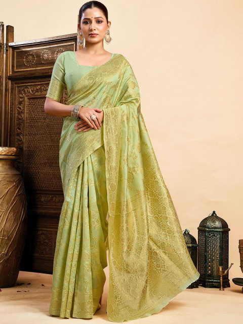 SANISA Woven Design Zari Silk Blend Saree
