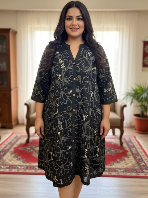 KALINI Floral Print A-Line Dress