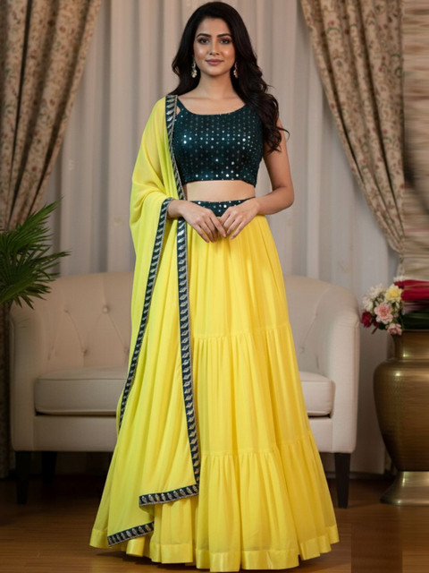 Jomso Embellished Sequinned Semi-Stiched Lehenga & Unstitched Blouse With Dupatta