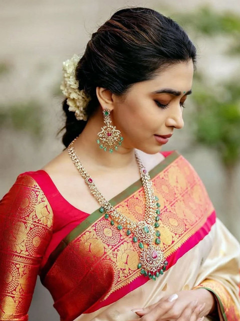 SANISA Woven Design Zari Silk Blend Saree - Image 5