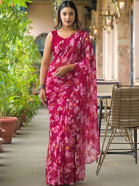 SANISA Floral Poly Chiffon Designer Saree