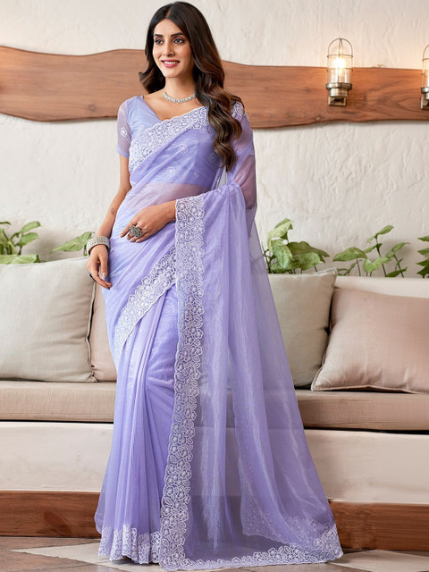 SANISA Embellished Embroidered Organza Saree