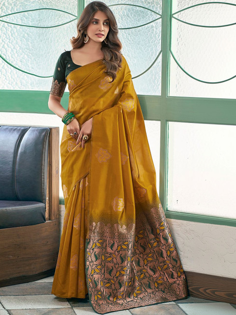 SANISA Woven Design Zari Silk Blend Saree