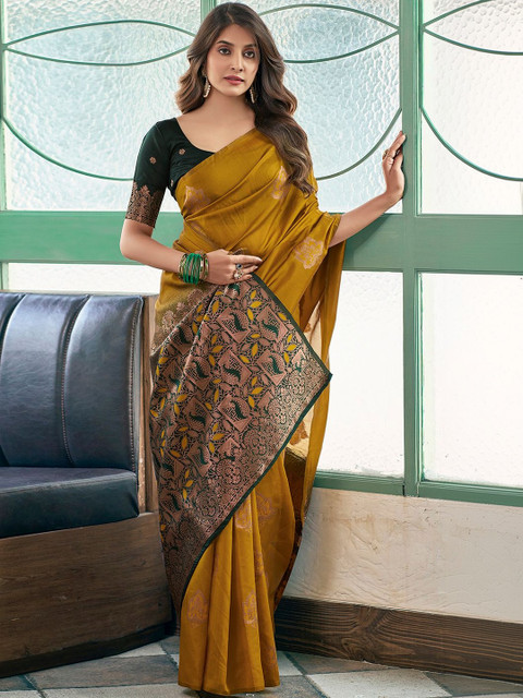 SANISA Woven Design Zari Silk Blend Saree - Image 3