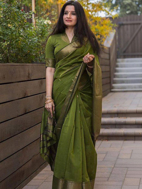 SANISA Woven Design Zari Silk Blend Saree