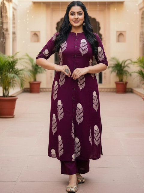 Anouk Rustic Women Ethnic Motifs Printed Regular Kurta with Trousers