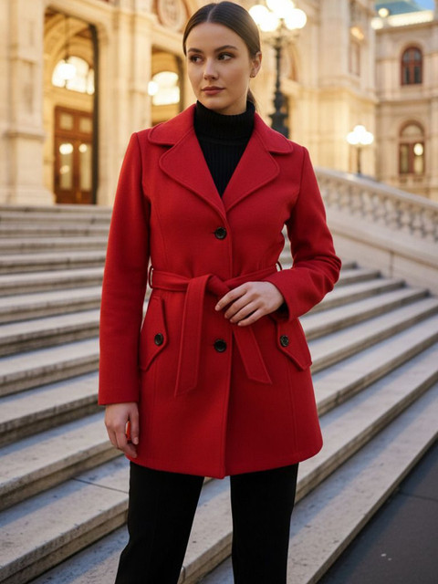 Excent Single-Breasted Notched Lapel Pea Coat