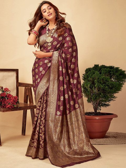 SANISA Woven Design Zari Silk Blend Saree
