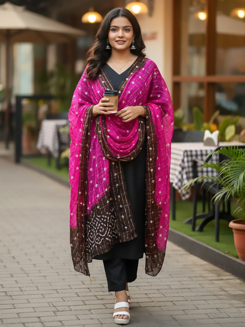 Varanga Bandhani Woven Design Dupatta