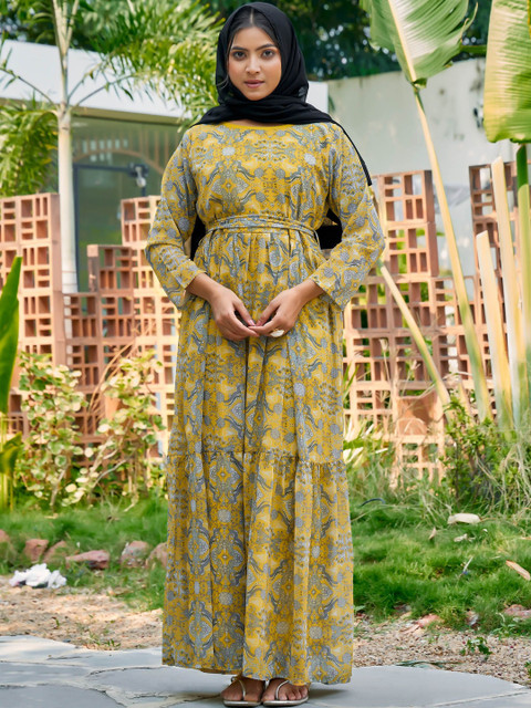 SARINKU Print Georgette Fit & Flare Maxi Dress