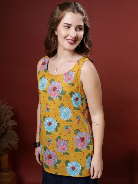 Anouk Rustic Floral Print Cotton Top