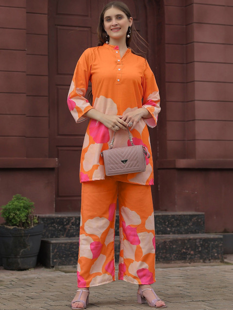 HB VENTURE Printed Mandarin Collar Tunic & Palazzos Co-Ords
