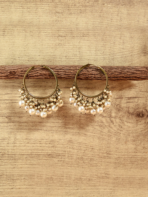 Fida White Gold-Plated Antique Circular Hoop Earrings