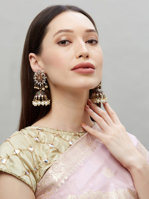 Fida Multicoloured & Red Dome Shaped Jhumkas