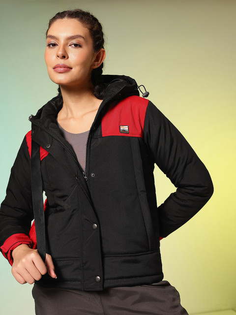HRX by Hrithik Roshan Colourblocked Hooded Outdoor Puffer Jacket