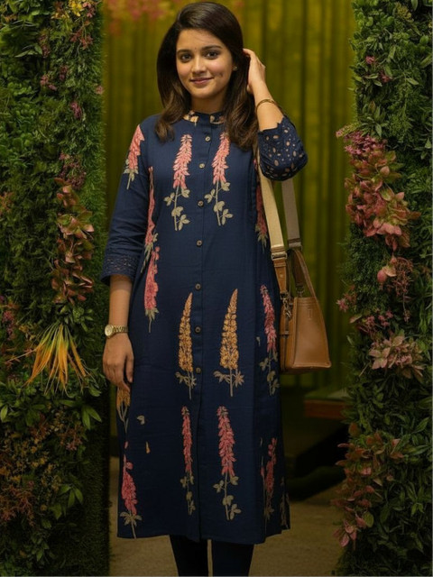 Chandbaali Women Floral Printed Regular Pure Cotton Kurta with Trousers