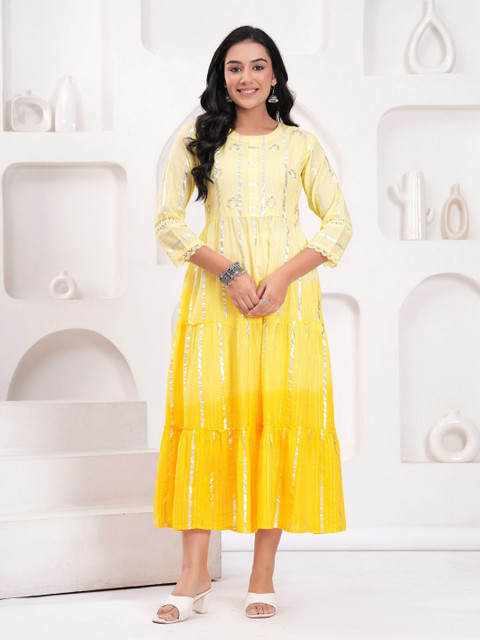 NAVYAAZRI Striped Fit & Flare Maxi Dress