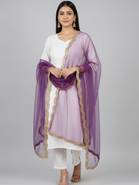 TASHVIKA'S Embroidered Dupatta with Mirror Work