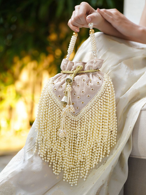 Rubans Embellished Wrist Loop Potli Clutch