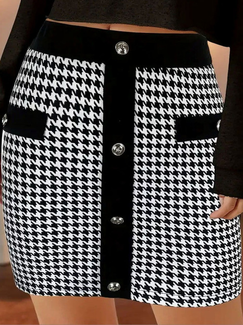 StyleCast Checked Mini Pencil Skirts