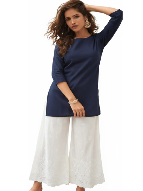 MRS RIGHT Women Floral Embroidered Flared Ethnic Palazzos