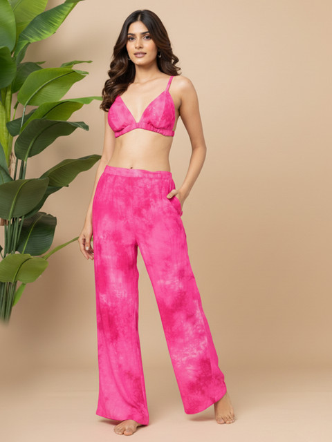 Aoba Pink Tie & Dyed Beachwear Set