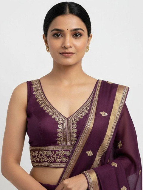 HERE&NOW Sequin Embroidered Readymade Saree Blouse