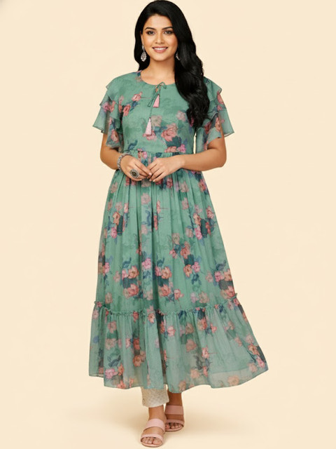 GULMEHAK Women Floral Fit & Flared Georgette Dress