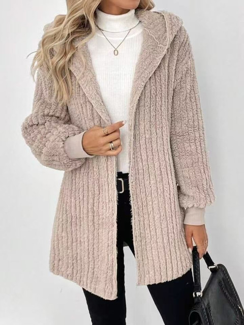 HERE&NOW Women Self Design Hooded Full Sleeves Overcoat