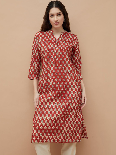 Melange by Lifestyle Women Geometric Printed Flared Sleeves Mirror Work Kurta