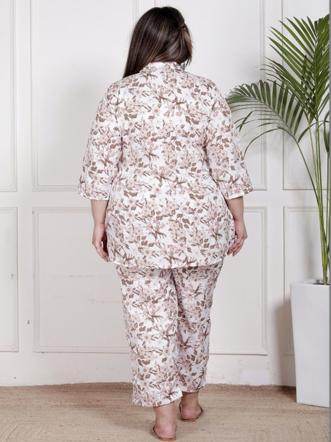KALINI Plus Size Printed Shirt Collar Tunic With Trousers Co-Ords - Image 5