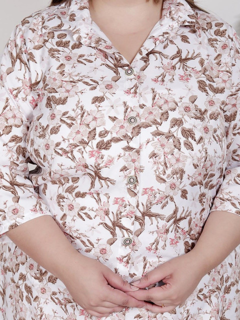KALINI Plus Size Printed Shirt Collar Tunic With Trousers Co-Ords - Image 7