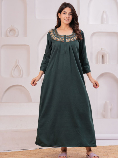 HARGUN NIGHT WEAR Embroidered Maxi Nightdress