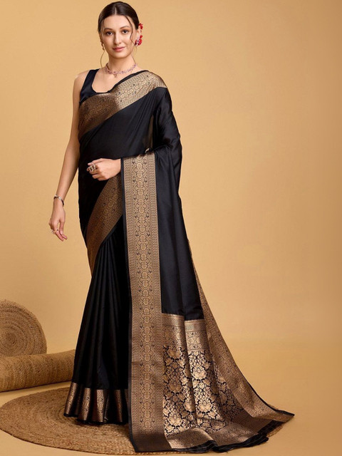 LEAFFEB Woven Design Zari Art Silk Heavy Work Banarasi Saree