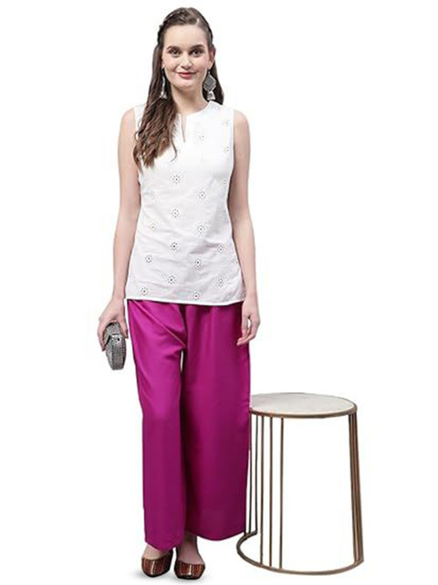 eyba Women Flared Knitted Ethnic Palazzos