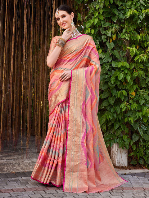 KALINI Women Silk Blend Woven Banarasi Saree With Blouse Piece - Image 2