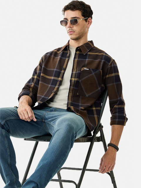 Snitch Men Checked Casual Shirt