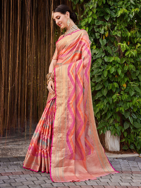 KALINI Women Silk Blend Woven Banarasi Saree With Blouse Piece - Image 3