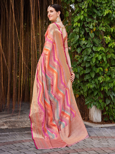 KALINI Women Silk Blend Woven Banarasi Saree With Blouse Piece - Image 4