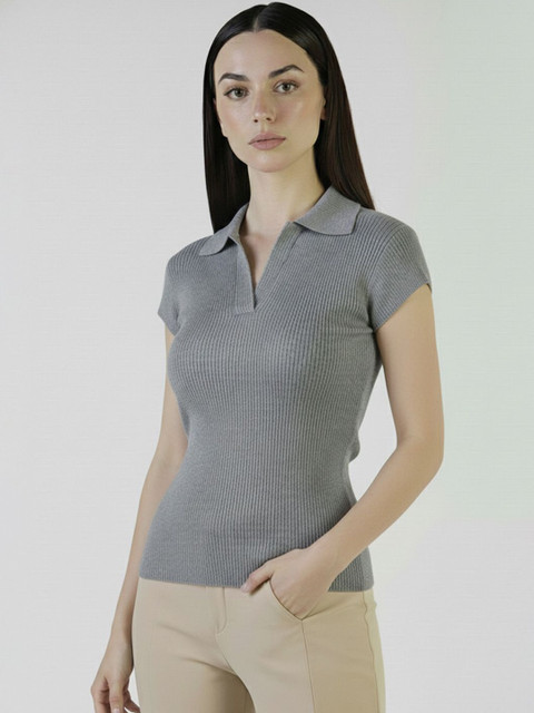 Plus Size Women Polo Collar T-shirt